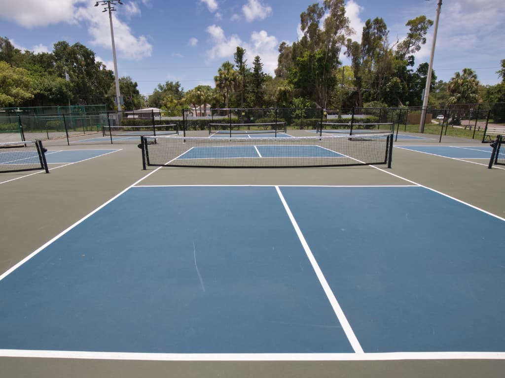 This is a photo of a pickleball court that has been constructed.