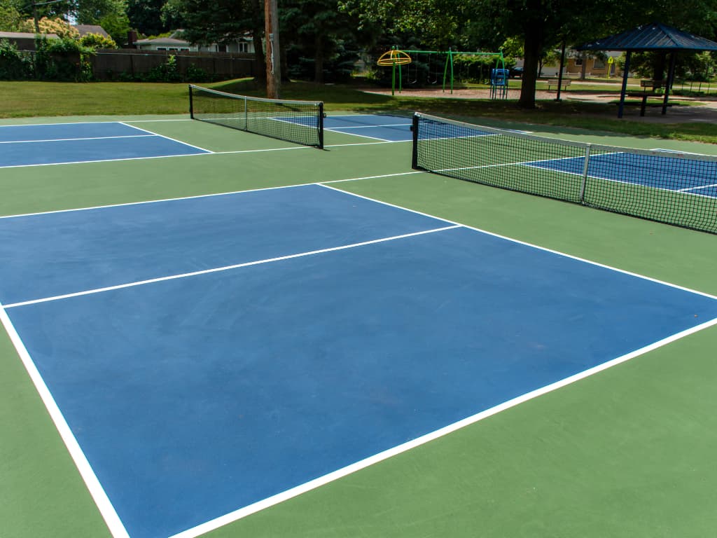 This is a photo of a newly installed pickleball court.