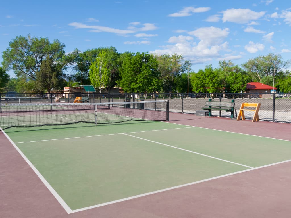 This is a picture of a newly built pickleball court